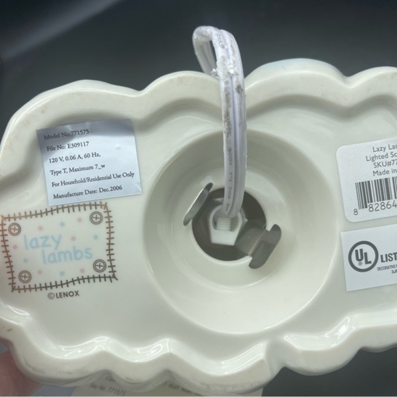 Lenox lazy lambs lamp porcelain sculpture moon and stars baby room nightlight - Picture 9 of 10